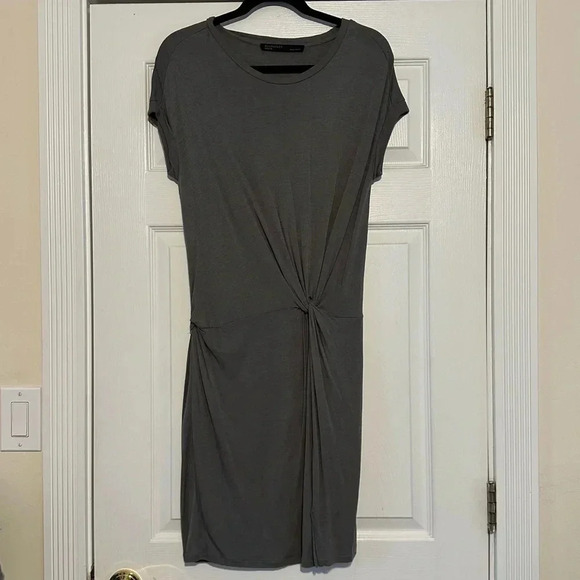 ALLSAINTS Mast Mar Twist Front Dress Gray Medium - Picture 2 of 4